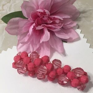 Pink Crystal Double Beaded Elastic Bracelet